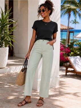 NWT Joes Jeans High Rise straight ankle pants, women’s size 31. Pear green.